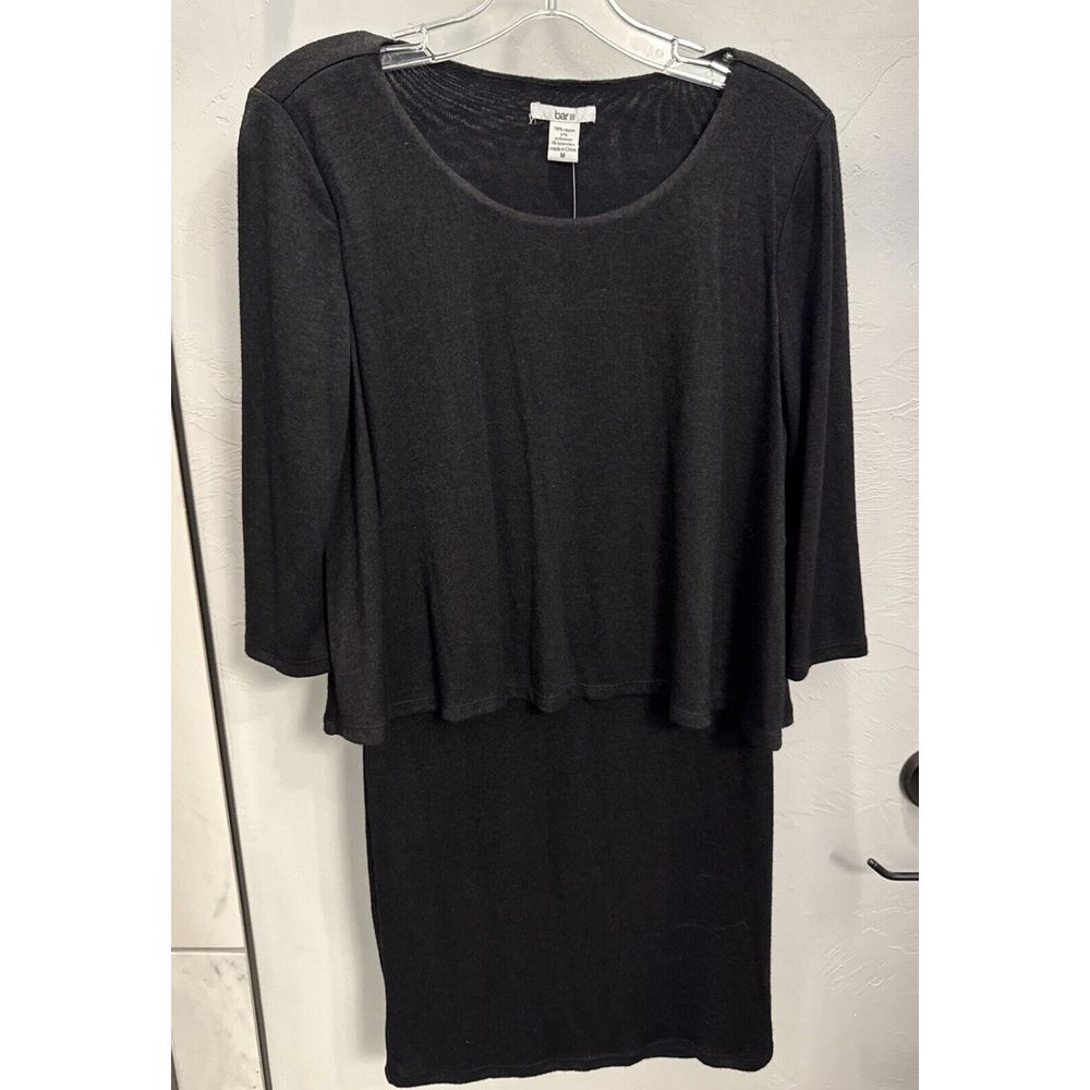 Bar III Sweater Dress Lightweight Women's Black 3/4 Sleeve Size M NWT